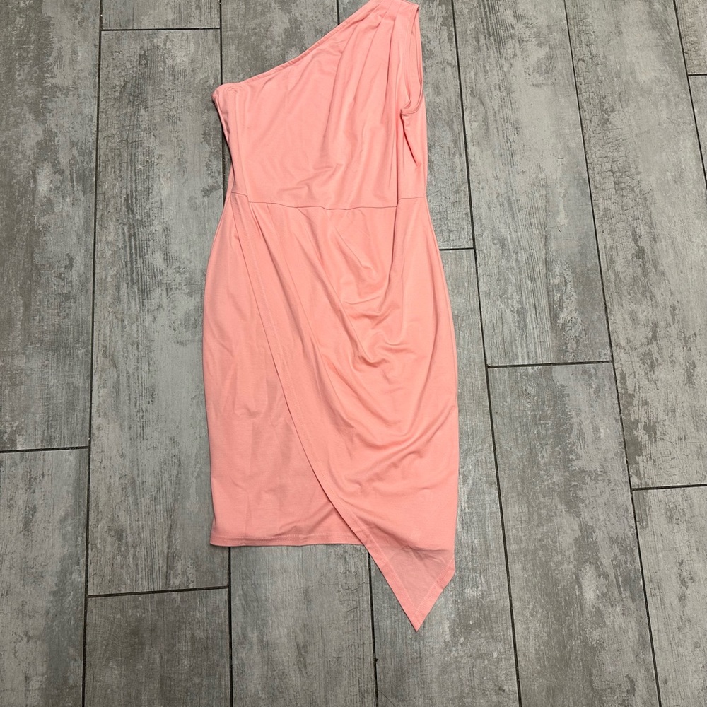 Peach one shoulder dress